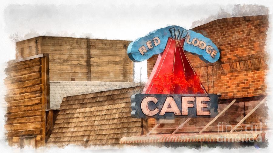 Red Lodge Cafe Old Neon Sign #1 Photograph by Edward Fielding