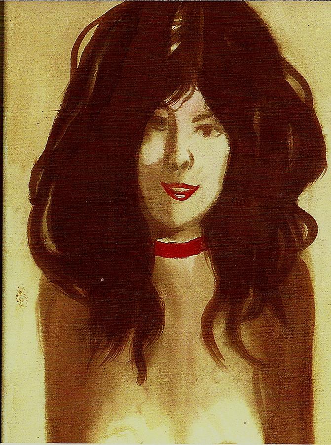 Woman Painting - Red Necklace #1 by Harry WEISBURD