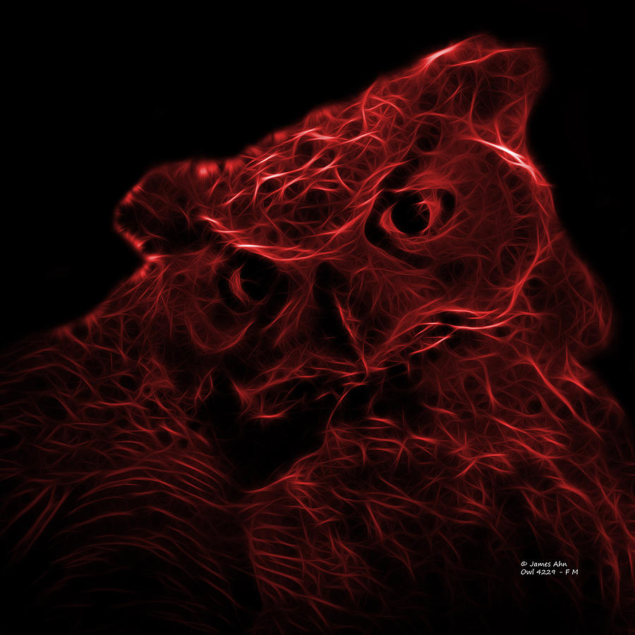 Owl Digital Art - Red Owl 4229 - F M #1 by James Ahn