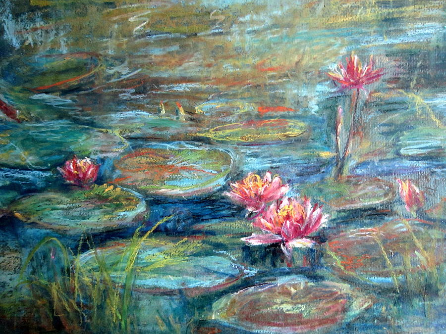 Red Waterlily #2 Painting by Jieming Wang