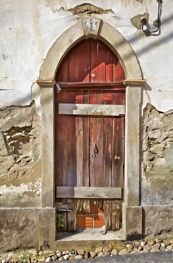 Red Wood Door of the Medieval Village of Pombal Photograph by David Letts