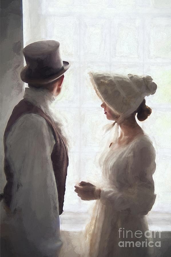 Hat Photograph - Regency Period Couple At The Window #1 by Lee Avison