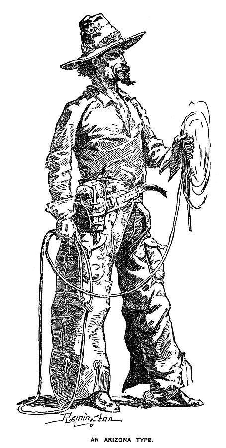Remington Cowboy, 1887 #1 Drawing by Granger