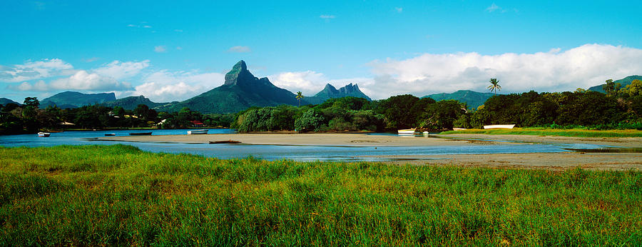 Nature Photograph - Rempart And Mamelles Peaks, Tamarin #1 by Panoramic Images