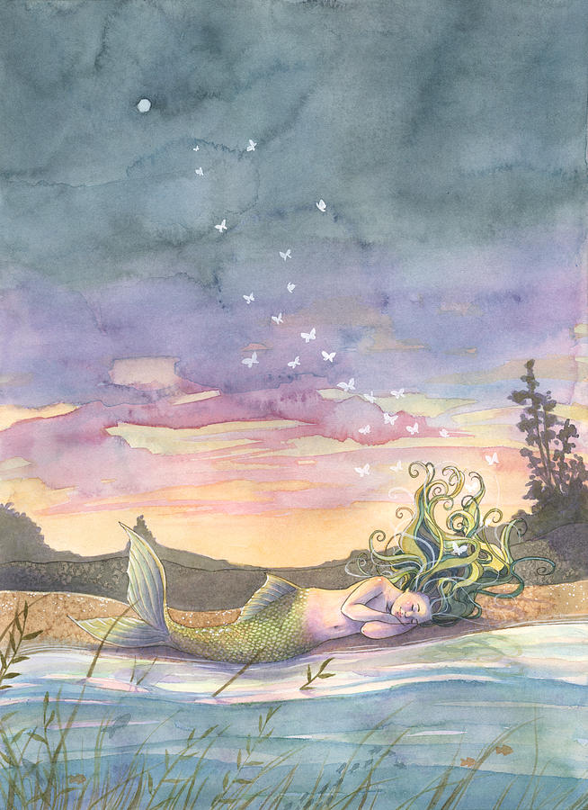 Mermaid Painting - Rest on the Horizon by Sara Burrier