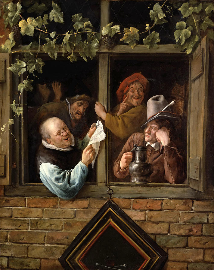Rhetoricians at a Window #1 Painting by Jan Steen