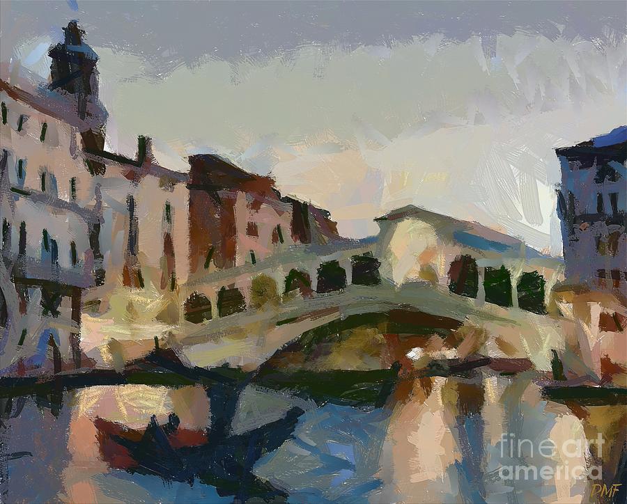 City Scene Painting - Rialto Bridge #1 by Dragica  Micki Fortuna