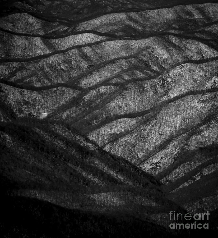Ridgelines with Snow Covered Mountains along Blue Ridge Parkway in North Carolina Mountains Aerial #1 Photograph by David Oppenheimer