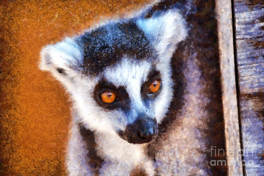 Mammal Painting - Ring Tailed Lemur #3 by George Atsametakis