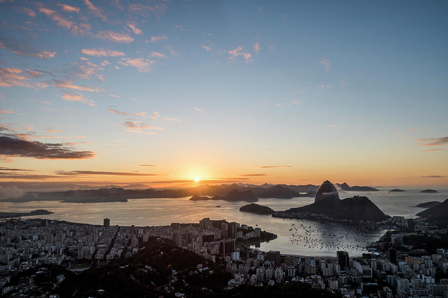 Rio De Janeiro City Coastline At Dawn Photograph by Vitor Marigo