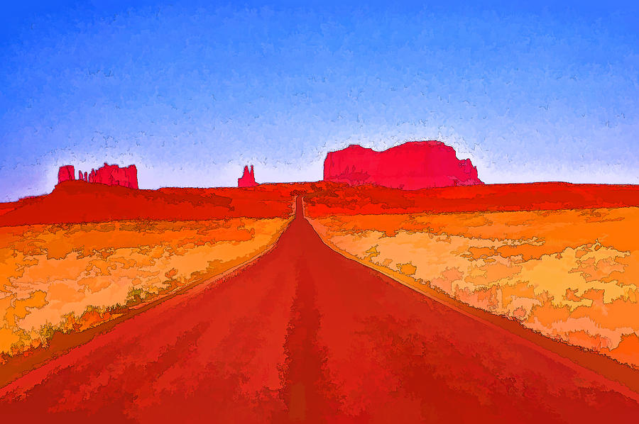 Road to Monument Valley 5 - Route 163 Photopainting Photograph by Allen Beatty