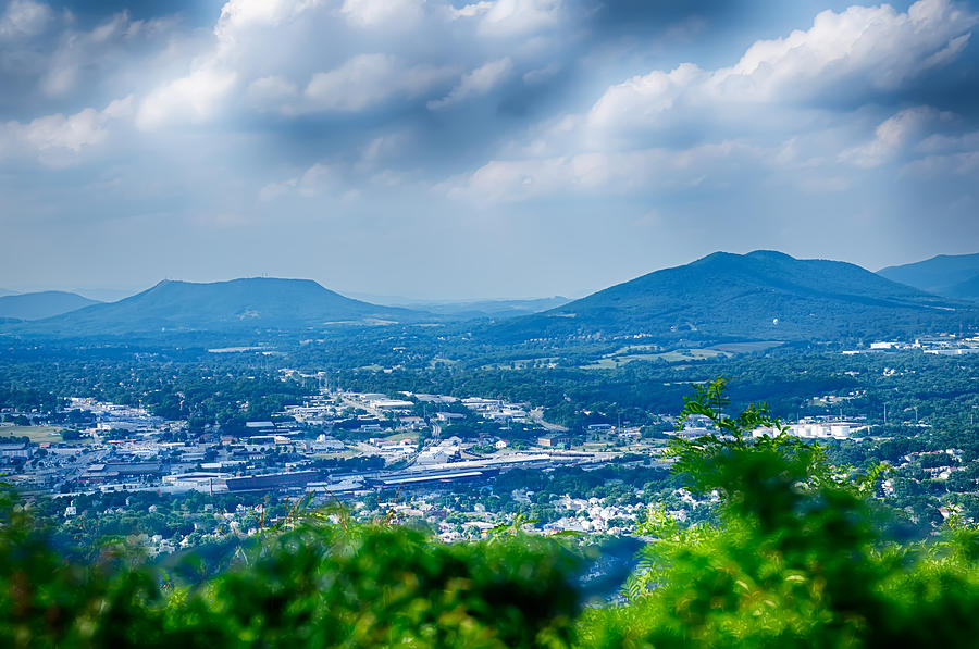 Roanoke City as seen from Mill Mountain Star at dusk in Virginia #1 Photograph by Alex Grichenko