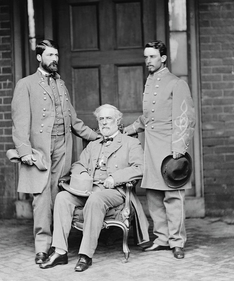 Robert E. Lee With Eldest Son And Aide Photograph