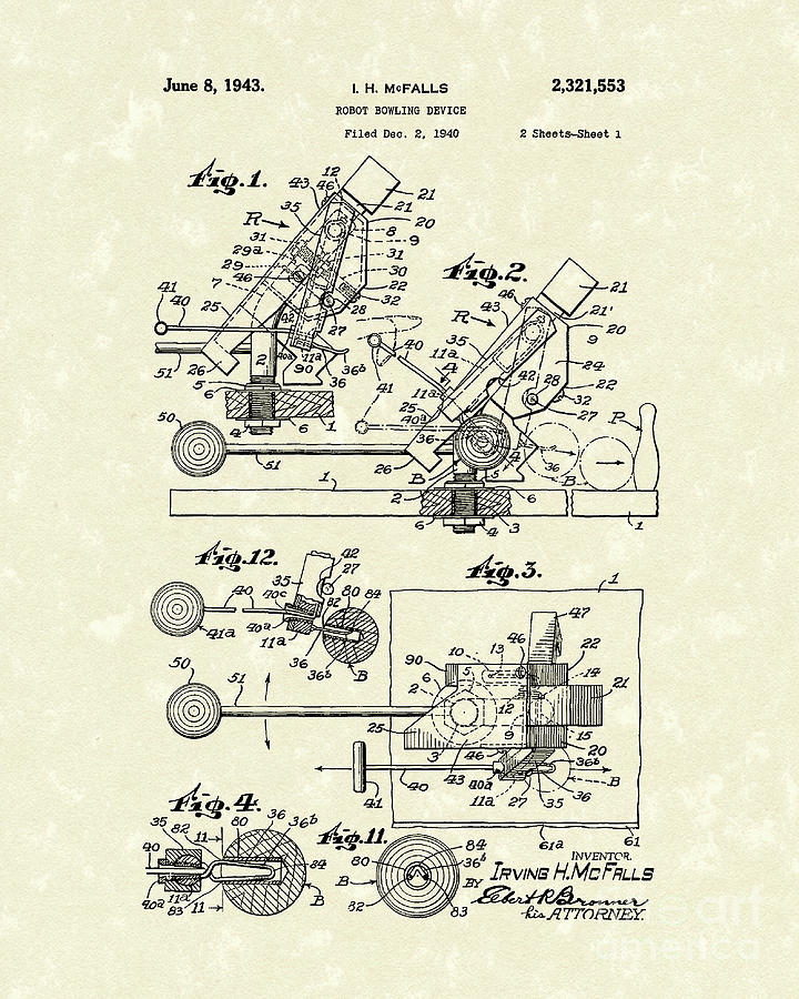 Robot Device 1943 Patent Art #1 Drawing by Prior Art Design