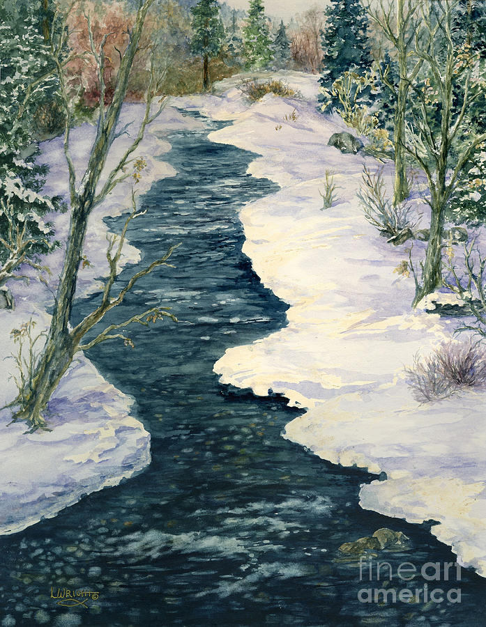 Rock Painting - Rock Creek Winter by Lynne Wright