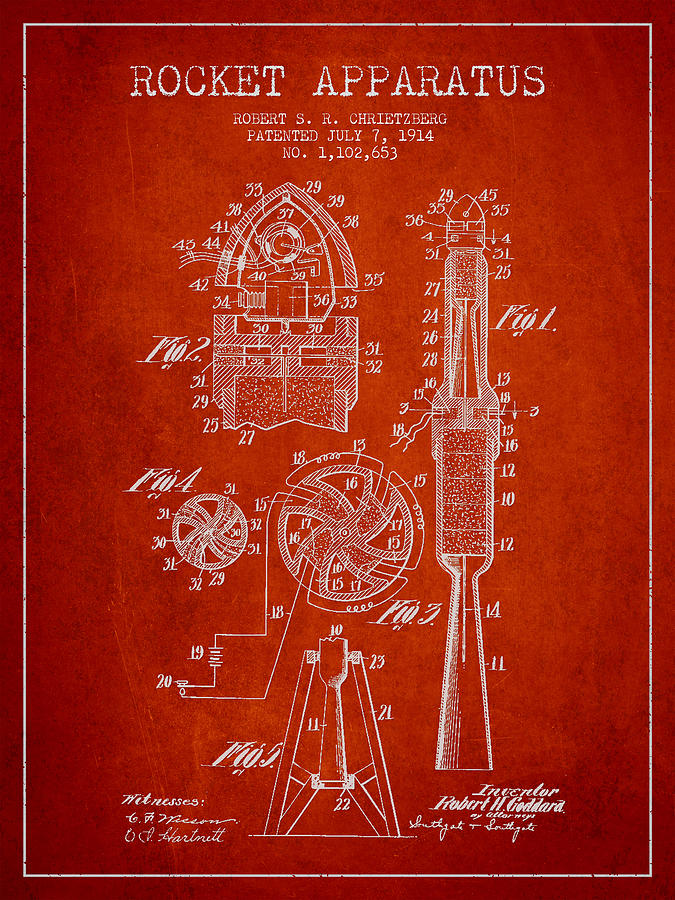 Vintage Digital Art - Rocket Apparatus Patent from 1914 #1 by Aged Pixel