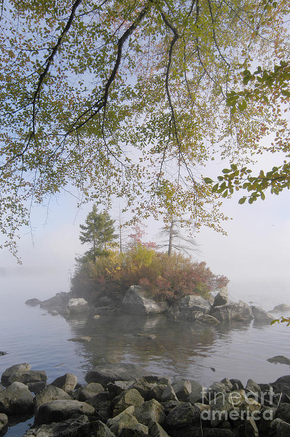 Rocky Islet In Early Morning Fog #1 Photograph by Gregory G. Dimijian