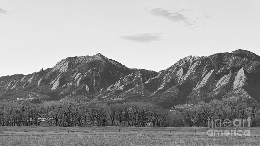 Rocky Mountain Front Range Boulder Flatiron Pano BW #1 Photograph by James BO Insogna