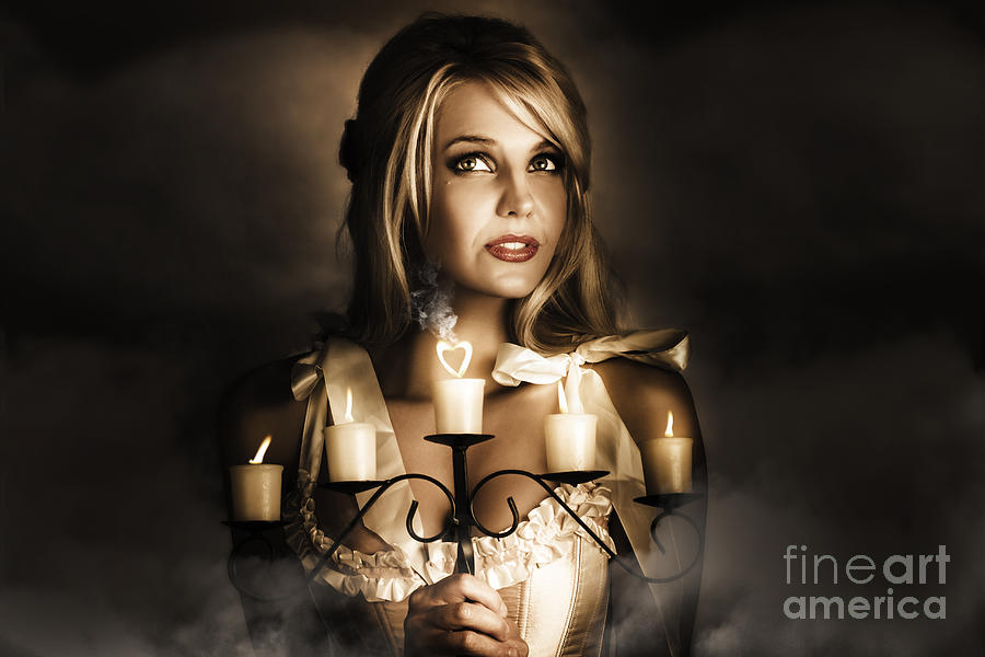 Romantic Blonde Woman Holding The Light Of Love Photograph by Jorgo Photography