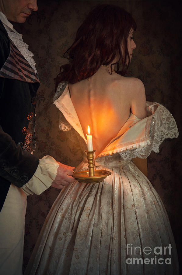 Lace Photograph - Romantic Victorian Couple By Candlelight #1 by Lee Avison
