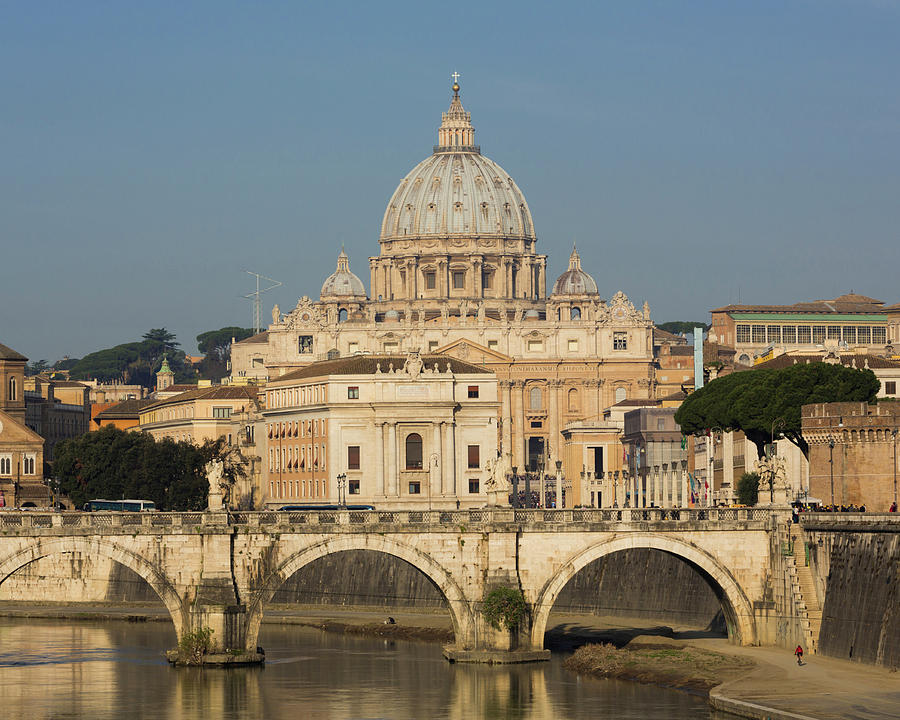 Rome, Italy. St Peters Basilica. Tiber #1 Photograph by Panoramic Images