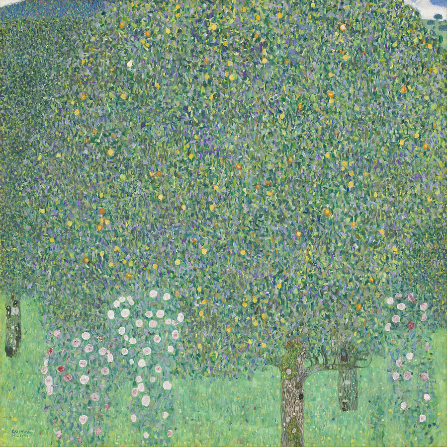 Rosebushes Under The Trees #1 Painting by Gustav Klimt