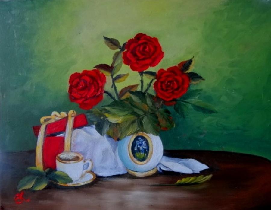 3 Roses Painting - Roses 3 #2 by Fineartist Ellen