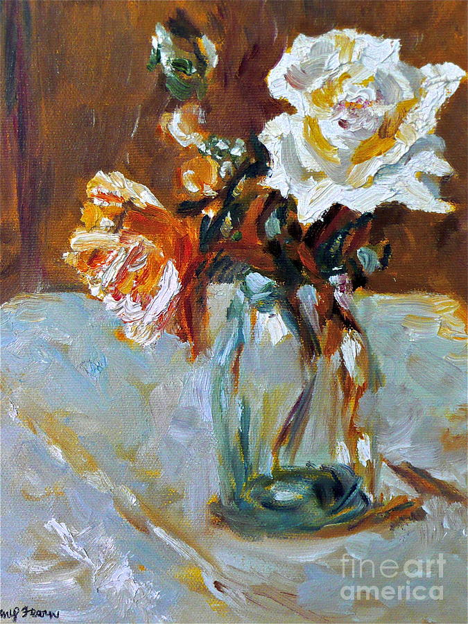 Roses in Vase #1 Painting by Amy Fearn