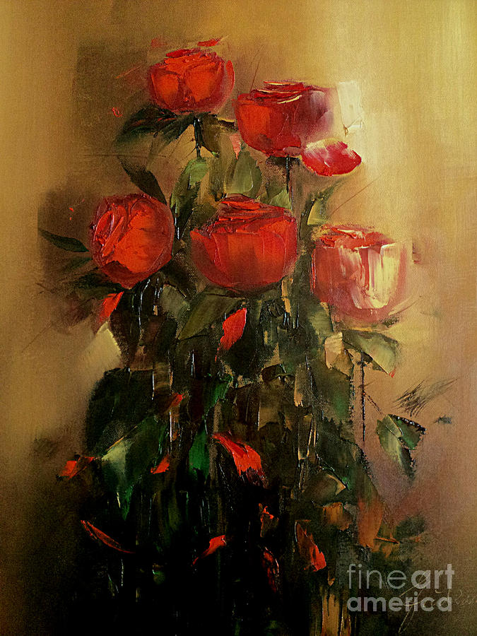 Flower Painting - Roses #1 by Nelu Gradeanu