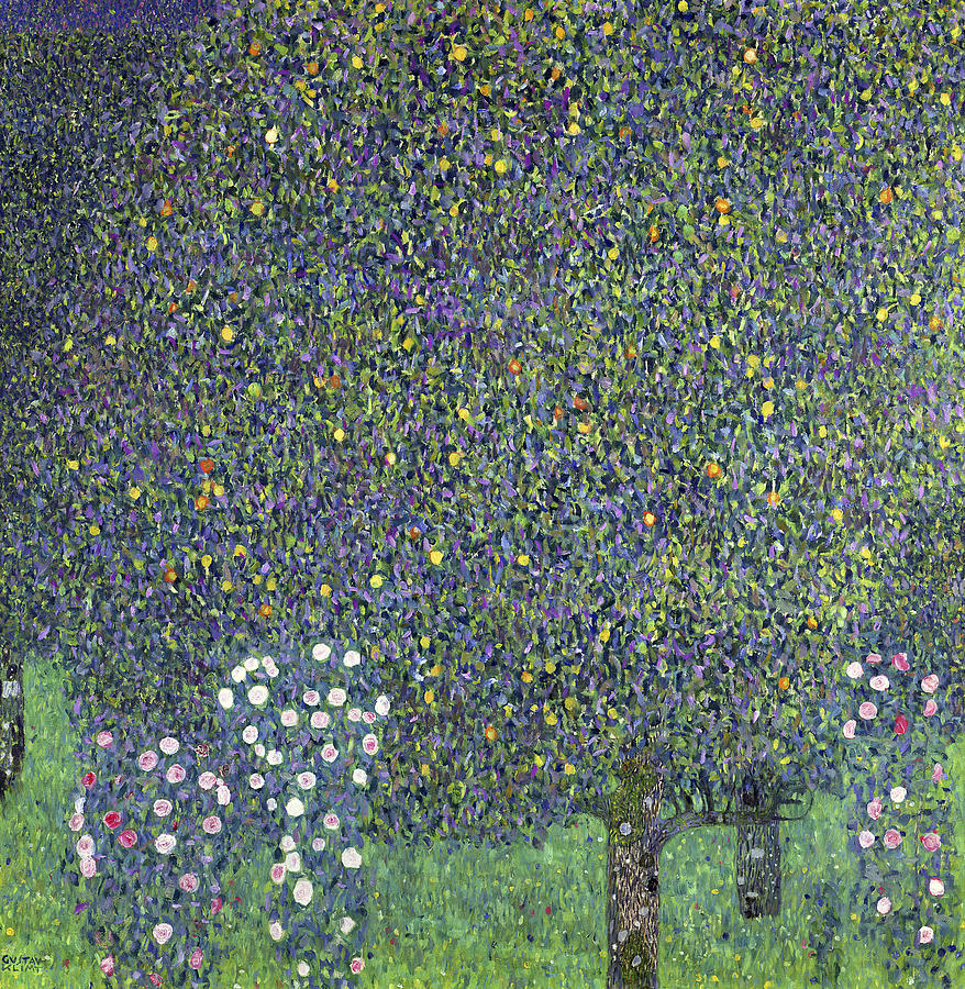 Gustav Klimt Painting - Roses Under The Trees #1 by Celestial Images