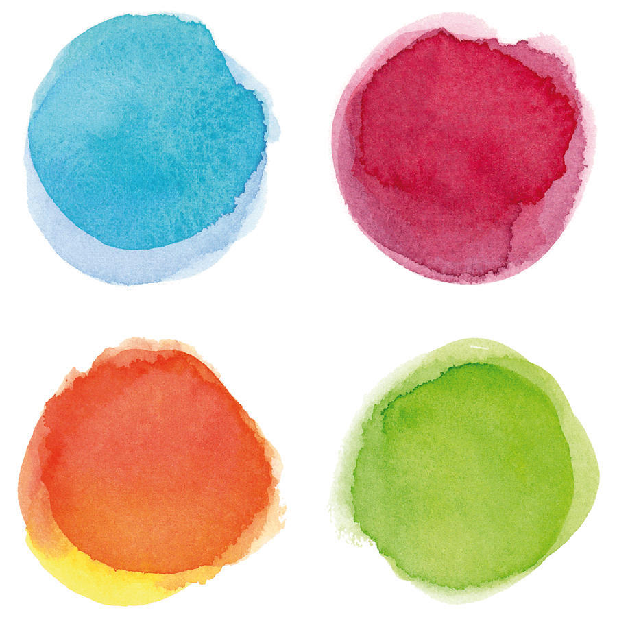 Round multicolored watercolor spots #1 Drawing by Ollustrator