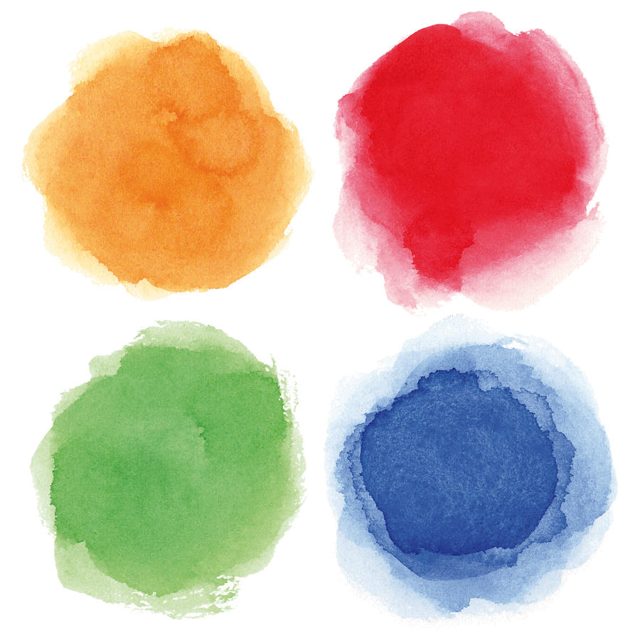 Round watercolor spots Drawing by Ollustrator