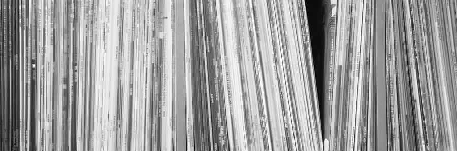 Black And White Photograph - Row Of Music Records, Germany #1 by Panoramic Images