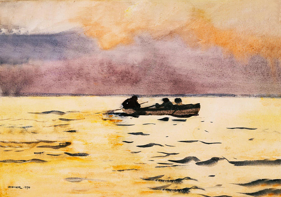 Winslow Homer Digital Art - Rowing Home #1 by Winslow Homer