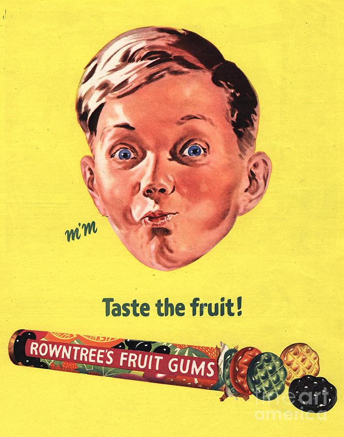 Rowntree's 1950s Uk Fruit Gums Sweets Drawing by The ...