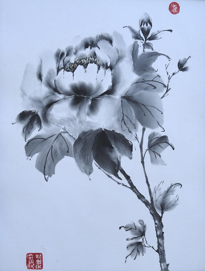 Flowers Still Life Painting - Royal Peony #2 by Shihan Albert Andrews