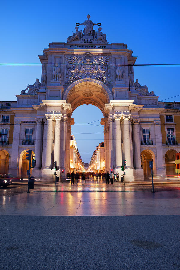 Rua Augusta Arch at Dusk in Lisbon #1 Photograph by Artur Bogacki