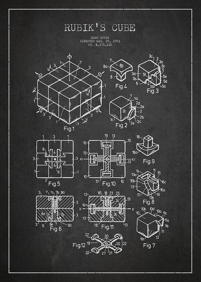 Toy Digital Art - Rubiks Cube Patent #2 by Aged Pixel