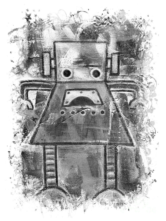 Ruby Robot #1 Drawing by Roseanne Jones