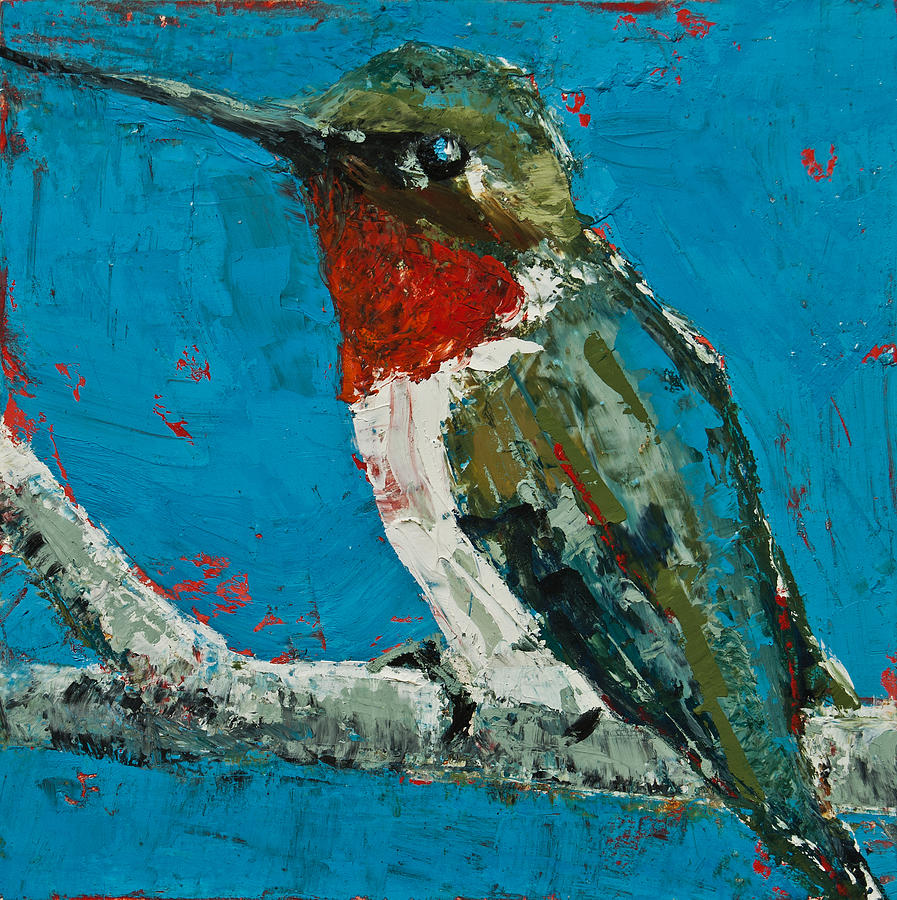 Ruby-Throated Hummingbird #1 Painting by Jani Freimann