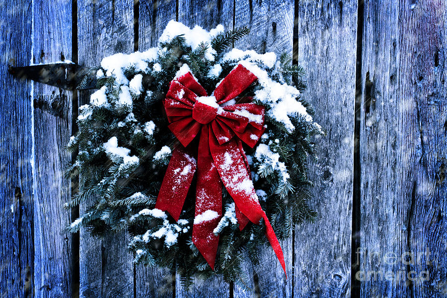 Rustic Christmas Wreath #1 Photograph by Stephanie Frey