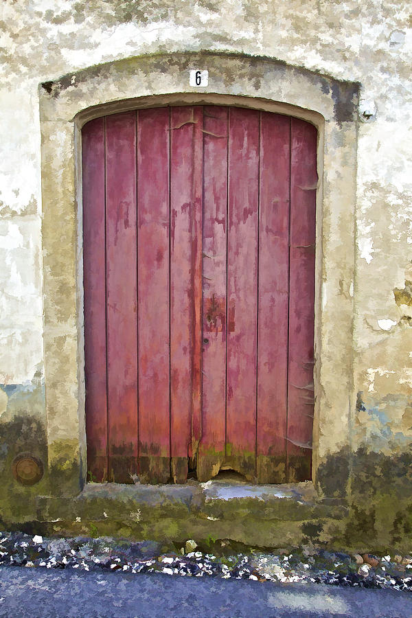 Rustic Red Wood Door of the Medieval Village of Pombal Photograph by David Letts
