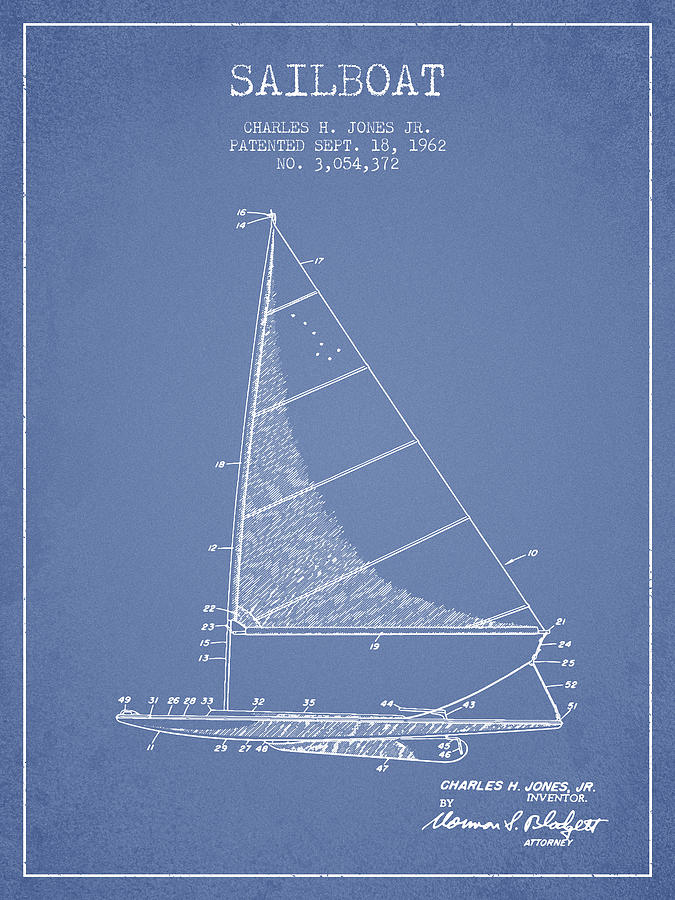 Sailboat Patent From 1962 - Vintage Digital Art