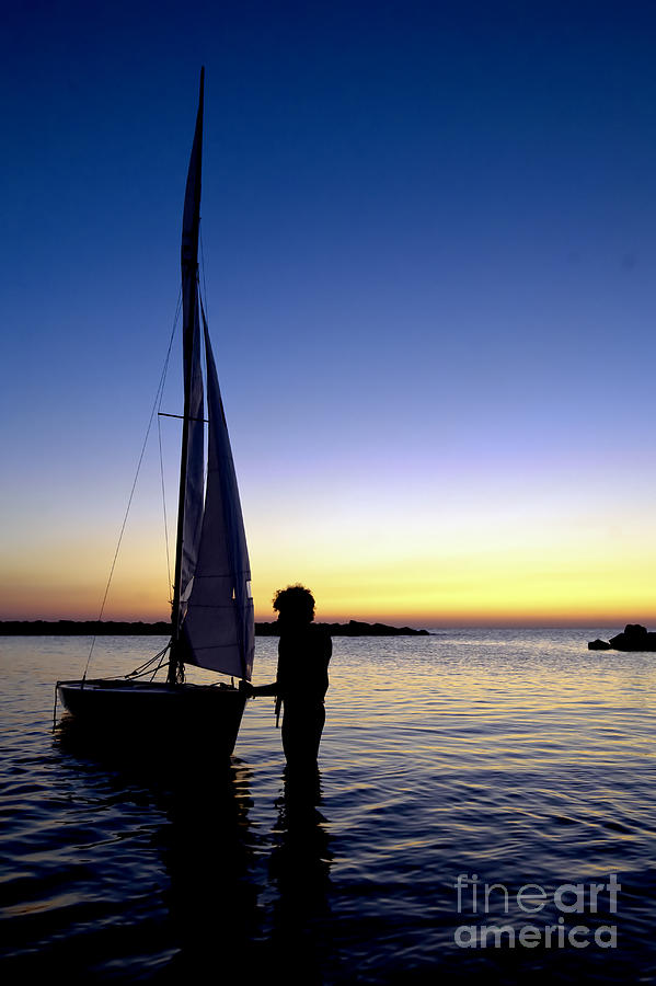 Sailboats at sunse #1 Photograph by Nir Ben-Yosef