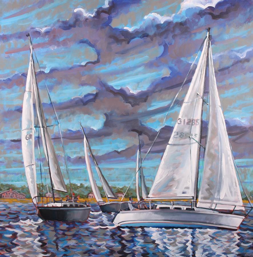 Sailboats 2 Painting by Gary M Long