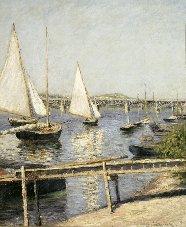 Sailing Boats at Argenteuil #5 Painting by Gustave Caillebotte