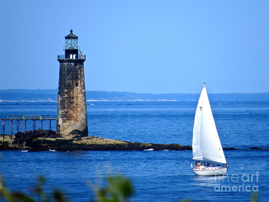 Sailing By Ram Island Light #1 Photograph by Nancy Patterson