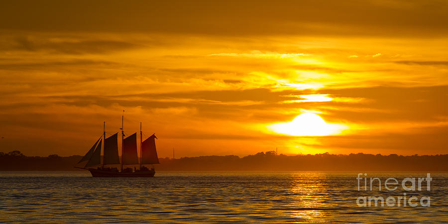 Sailing Yacht Schooner Pride Sunset #1 Photograph by Dustin K Ryan