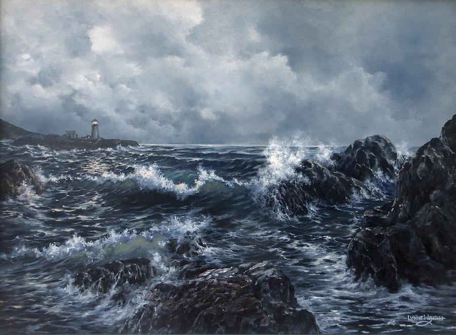 Lighthouse Painting - Sailors Light #2 by Lynne Wright