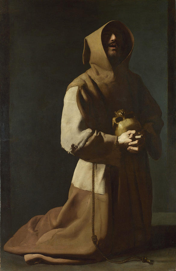 Saint Francis in Meditation #5 Painting by Francisco de Zurbaran